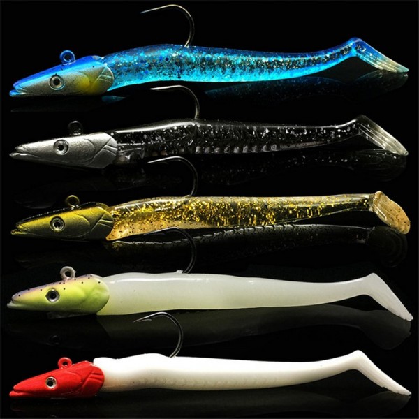  1 set 5pcs/set 11cm 22g/pcs  Sinking Pencil Shaped Fishing Lure Jig Head Soft Fish Glow Bait about  For Long Range Casting