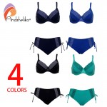  Andzhelika 2017 New Bikinis Women Solid Dot Patchwork Sexy Plus Size Swimwear Soft cups Bikini Set Bathing Suit Biquini AK17788