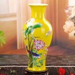  Jingdezhen Ceramic Vase Modern Chinese Style Lotus Fish Vase Wedding Gifts Home Handicraft Furnishing Articles Golden Drawing