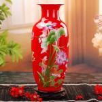  Jingdezhen Ceramic Vase Modern Chinese Style Lotus Fish Vase Wedding Gifts Home Handicraft Furnishing Articles Golden Drawing