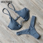  MOOSKINI Brand New Design Solid Swimwear Women Bikini Set Sexy Bandage Bathing Suit Push Up Brazilian Bikini 2017 Swimsuits 