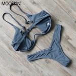  MOOSKINI Brand New Design Solid Swimwear Women Bikini Set Sexy Bandage Bathing Suit Push Up Brazilian Bikini 2017 Swimsuits 