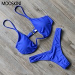  MOOSKINI Brand New Design Solid Swimwear Women Bikini Set Sexy Bandage Bathing Suit Push Up Brazilian Bikini 2017 Swimsuits 