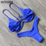  MOOSKINI Brand New Design Solid Swimwear Women Bikini Set Sexy Bandage Bathing Suit Push Up Brazilian Bikini 2017 Swimsuits 