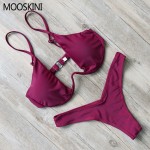  MOOSKINI Brand New Design Solid Swimwear Women Bikini Set Sexy Bandage Bathing Suit Push Up Brazilian Bikini 2017 Swimsuits 