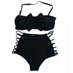  New Sexy Women Bow Bandeau High Waist Side Bandage Bikini Swimwear Swimsuit Size S-XL EA14