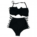  New Sexy Women Bow Bandeau High Waist Side Bandage Bikini Swimwear Swimsuit Size S-XL EA14
