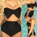  New Sexy Women Bow Bandeau High Waist Side Bandage Bikini Swimwear Swimsuit Size S-XL EA14