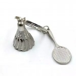 1 PC High Quality Alloy Creative 3D Badminton Keychains Racket Keychain Shuttlecock Key Rings Sports Key Chains Girl Friend Gift