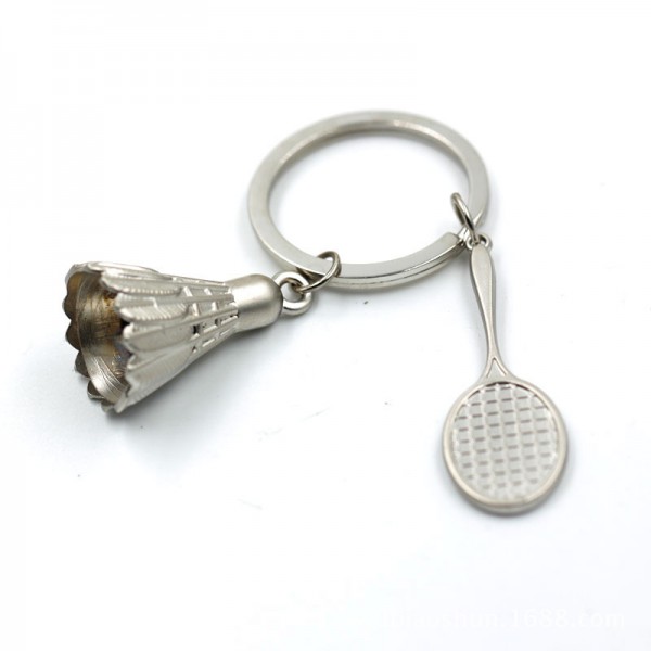 1 PC High Quality Alloy Creative 3D Badminton Keychains Racket Keychain Shuttlecock Key Rings Sports Key Chains Girl Friend Gift