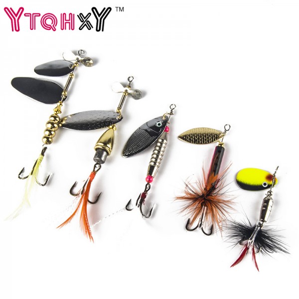 1 PCS Metal Spinner Fishing Bait Spoon 7g-20g Fishing lure Silver/Gold Color Retail Box Catfish Bass Lures 360 Rotation YE-19