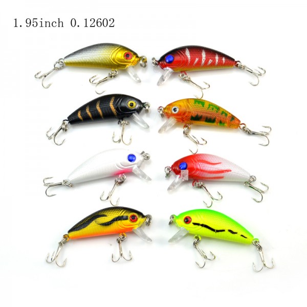 1 Pack 8Pcs 3.6g 5cm Carp Artificial Bait Fishing Lures Wobbler Fish Minnow Bass Lure Crankbait Trout Tackle Hook