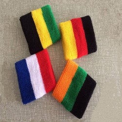 1 Pair New Cotton Striped Wristband Sport Sweatband Gym Badminton Padel Tennis Wrist Brace Carpal Tunnel Support Band Wraps