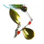 1 Piece 20.5g Super Luring Spinner Bait Double Reflective Golden Metal Spoon Buzzbait 3D Fish Eye Fishing Lure with Hook SB004