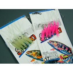 10 Bags Saltwater Fishing Rigs Sea Fishing Sabiki Lures Red Glow Shrimps Random Color