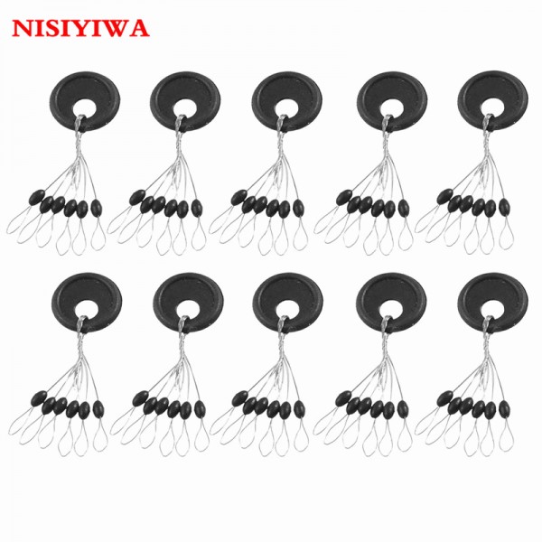 10 Pcs 6 in 1 Fishing Stopper Bobber Black Rubber Oval Stopper Fishing Bobber Float Space Bean Stopper Folat Fishing Line Bobber