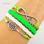 (10 pieces/lot) Infinity Love Tennis Bracelet Badminton Bracelet Tennis Racket Racquet Bracelet Blue Black Lime Green Purple 