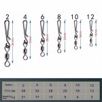100PCS 2# 4# 6# 8# 10# Stainless Steel Fishing Swivels Interlock Rolling Swivel With Hooked Snap Fish Hook Connector Lure Tools