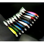 100PCS Isca Artificial Hard Bait 8G 9CM 6# Feather Hook Wobbler Laser Minnow Fishing Lures Tackle