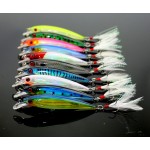 100PCS Isca Artificial Hard Bait 8G 9CM 6# Feather Hook Wobbler Laser Minnow Fishing Lures Tackle