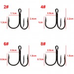 100pcs 35647 High Carbon Steel Treble Fishing Hooks Black Small Round Bent Triple Hard Lure Spoon Fishhook Size 2 4 6 8 10 12 14