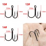 100pcs 35647 High Carbon Steel Treble Fishing Hooks Black Small Round Bent Triple Hard Lure Spoon Fishhook Size 2 4 6 8 10 12 14