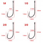 100pcs 92247 High Carbon Steel Fishing Hooks Black Offset Long Barbed Shank Baitholder Bait Hook Size 1 1/0 2/0 3/0 4/0 5/0 6/0