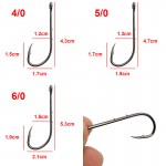 100pcs 92247 High Carbon Steel Fishing Hooks Black Offset Long Barbed Shank Baitholder Bait Hook Size 1 1/0 2/0 3/0 4/0 5/0 6/0