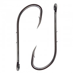 100pcs 92247 High Carbon Steel Fishing Hooks Black Offset Long Barbed Shank Baitholder Bait Hook Size 1 1/0 2/0 3/0 4/0 5/0 6/0
