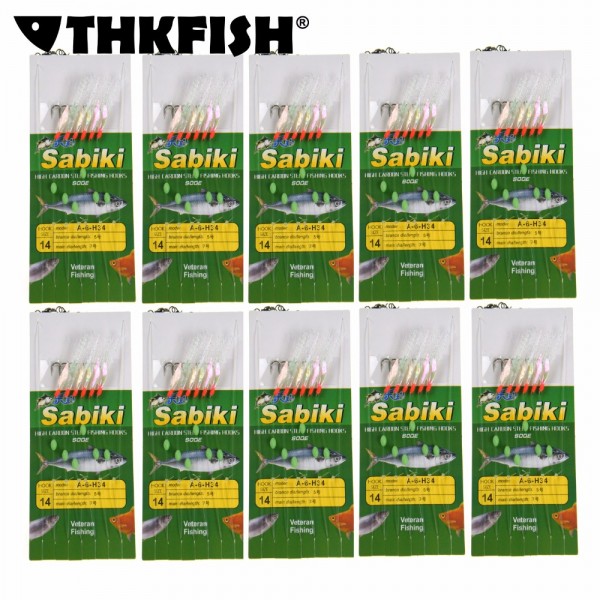 10Packs(10bags) #10~#20 Freshwater Saltwater Sabiki Fish Skin Baits Rigs bleeding Fishing Lures Catching