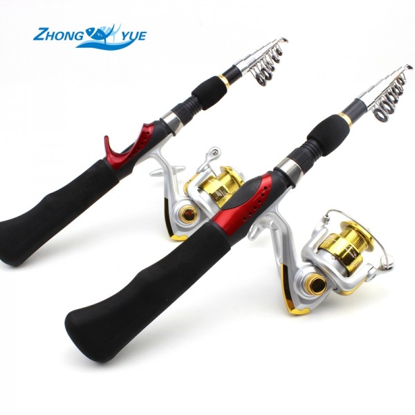 1.65M Fishing Rod Portable Foldable Travel Spinning Fishing Rod Carbon with 1000 Series Sea Fishing Reel Rod Combo Fishing Set