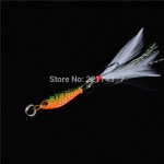 1PCS Small Minnow Metal Fishing Crankbait Lure 3d Eyes Baits Artificial Bait With Feather Fishing Tackle