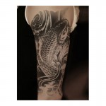 1Pcs Hot Black Fish Waterproof Tattoo Stickers On Arm On The Body Fake Tatoo Sleeve For Women Body Art Temporary Tattoos On Hand