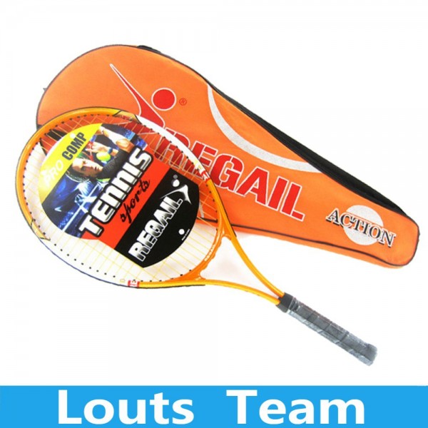 1 Pcs Regail Sports Tennis Racket Aluminum Alloy Adult Racquet with Racquet Bag for Beginners Orange Color