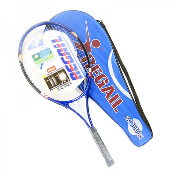 1 Pcs Regail Sports Tennis Racket Aluminum Alloy Adult Racquet with Racquet Bag for Beginners with Blue Color