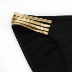 2016  Push up bikini women Bling Gold String swimsuit sexy bathing suit swimwear Deep V-shaped Bandeau Bikinis Black 13