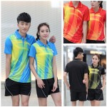 2016 Colorful Tennis Set (Polo + Shorts) Men And Women Quick Dry Badminton Table Tennis  Sportswear BTF11