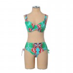2016 New Print Floral Sexy Swimsuit High Waist Bikini Set For Women Push Up Triangle Swimwear Big Cup Bathing Suit 6138