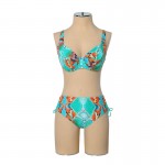 2016 New Print Floral Sexy Swimsuit High Waist Bikini Set For Women Push Up Triangle Swimwear Big Cup Bathing Suit 6138