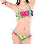 2016 Newest Women Bandeau Bikini Art Floral Occidental Secret Brazilian Low Waist Swimsuit Passionate Bathing Swimwear Female