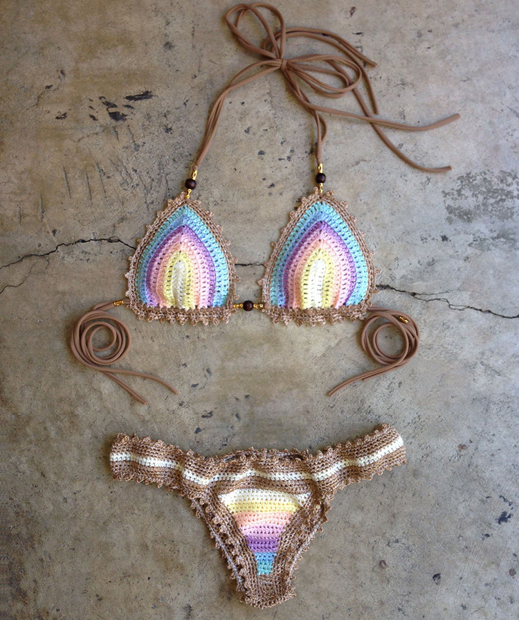 Lumière Wave Crochet Knit Micro Bikini Top
