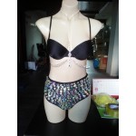 2016 Venus Vacation hot selling open hot girl push up bikini bling rhinestone swimwear with chains