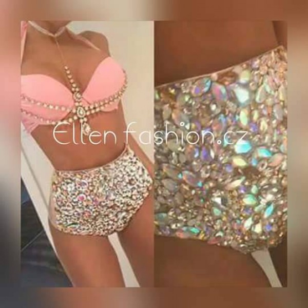 2016 Venus Vacation hot selling open hot girl push up bikini bling rhinestone swimwear with chains