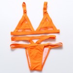 2016 Women's Sexy e Mesh Bikini Set Lace Hollow Out Tops Bandage Swimsuit Swimwear Sexy Mini String Thong