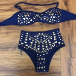 2016 sexy Push Up swimwear golden Print bikini brazilian swimsuit High Waist bathing suit Women swimsuit maillot de bain