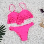 2017 Beach Retro Swimsuit Women Fringe Tassel Bikini Top Bottom Low Waist Thong Brazilian Biquini Push Up Sexy Bandage Swimwear