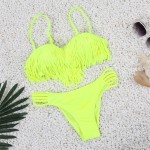 2017 Beach Retro Swimsuit Women Fringe Tassel Bikini Top Bottom Low Waist Thong Brazilian Biquini Push Up Sexy Bandage Swimwear