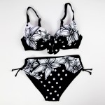 2017 Latest Plus Size Bikini Swimwear Women Sexy Beach Low Waist Vintage Girls Party Swimsuit Floral Center Bow Print Bikinis