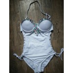 2017 NEWEST rhinestone bikini custom designs brand sexy diamond bandeau swimwear venus vacation swimsuit  crystal beachwear