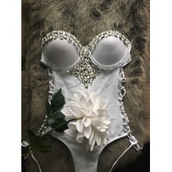 2017 NEWEST rhinestone bikini custom designs brand sexy diamond bandeau swimwear venus vacation swimsuit  crystal beachwear